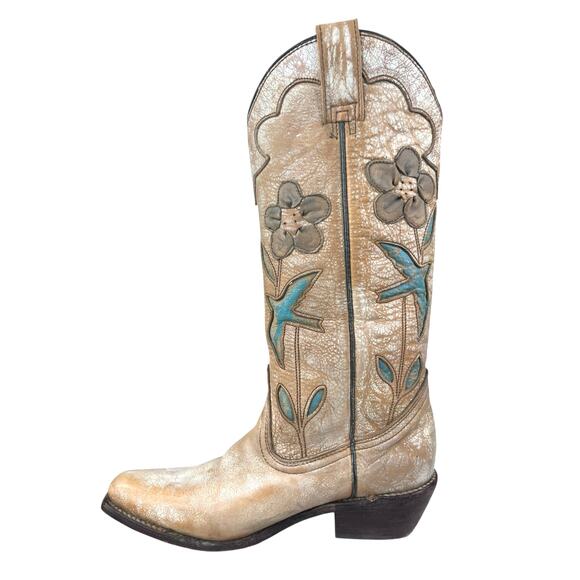 Bed Stu Women’s Valencia Distressed Floral Cowgirl Boot Size US 7 - Picture 2 of 11